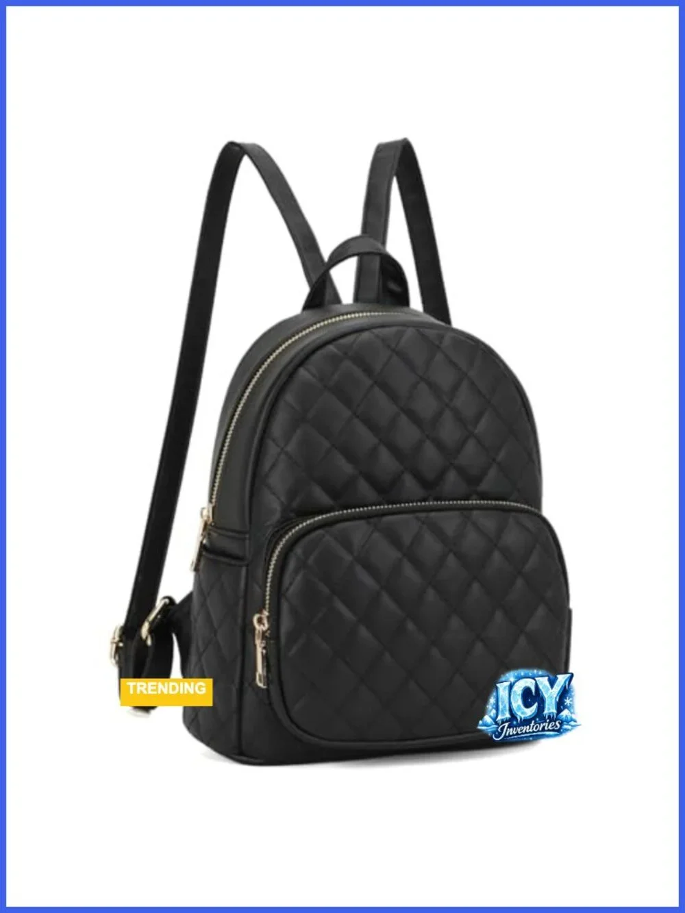 Quilted Vegan Leather Backpack for Women, Stylish Daypack Purse with Multiple